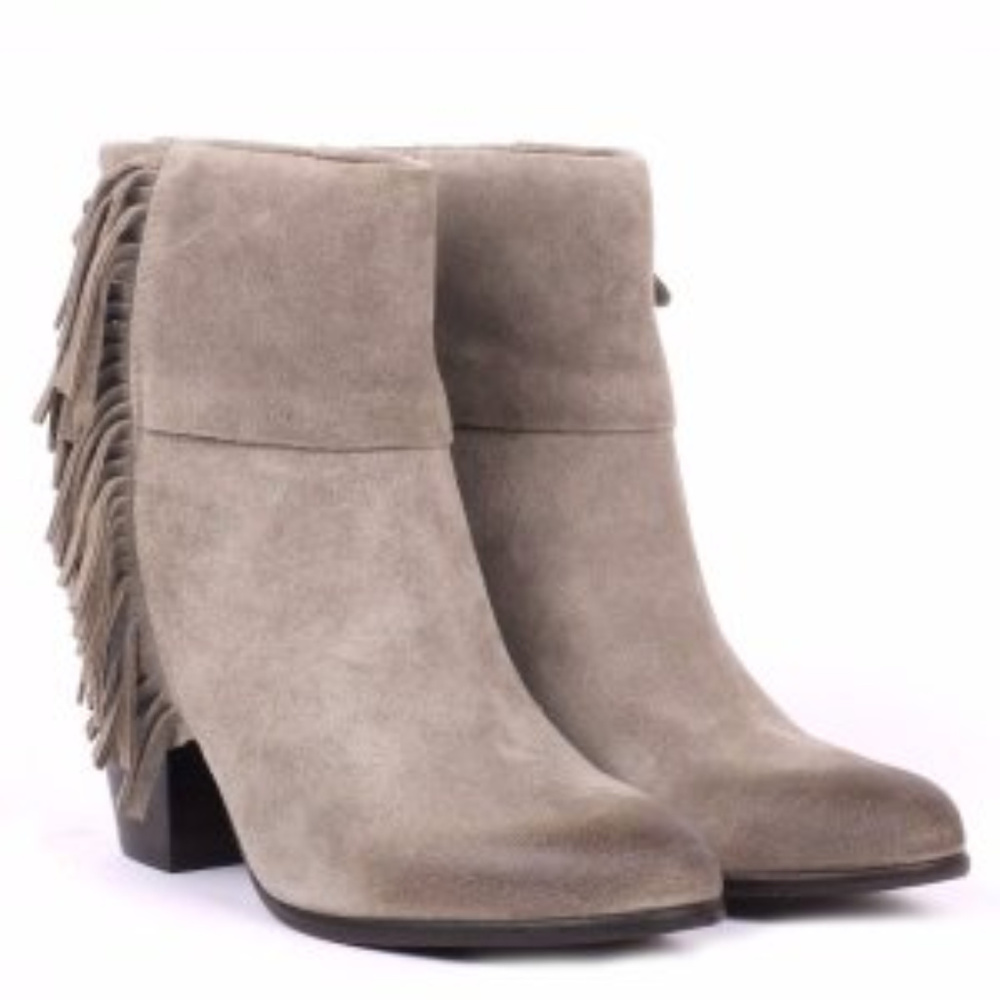 ASH SUEDE FRINGE QUICK STONE ANKLE BOOTIES BOOTS 8